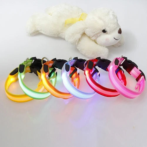 LED Light Puppy Dog Cats Collars  Night Safety Flashing  Luminous Adjustable Collar Harnesses Pet Dog Supplies