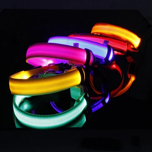 LED Light Puppy Dog Cats Collars  Night Safety Flashing  Luminous Adjustable Collar Harnesses Pet Dog Supplies