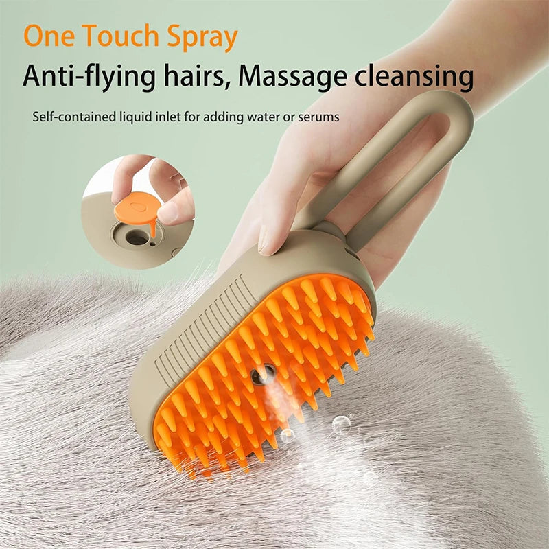 New Pet Spray Comb for Cats and Dogs Pet Electric Spray Hair Removal Comb One Key Spray Anti-Flying Massage Brush, Clean Massage