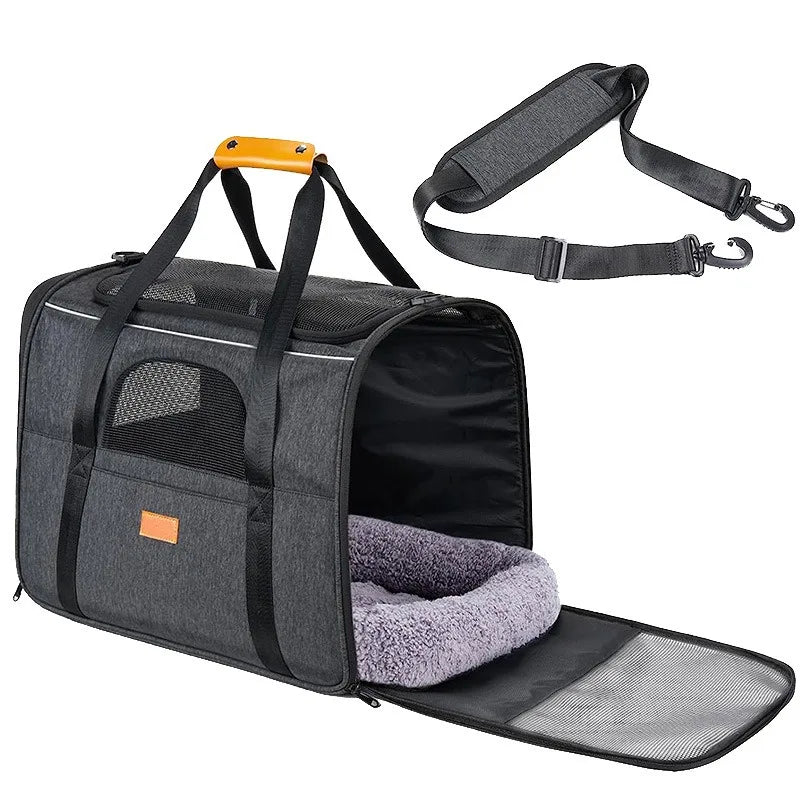 Portable cat carrier, breathable waterproof large capacity cat outing bag with pet pad, cat carrier bag