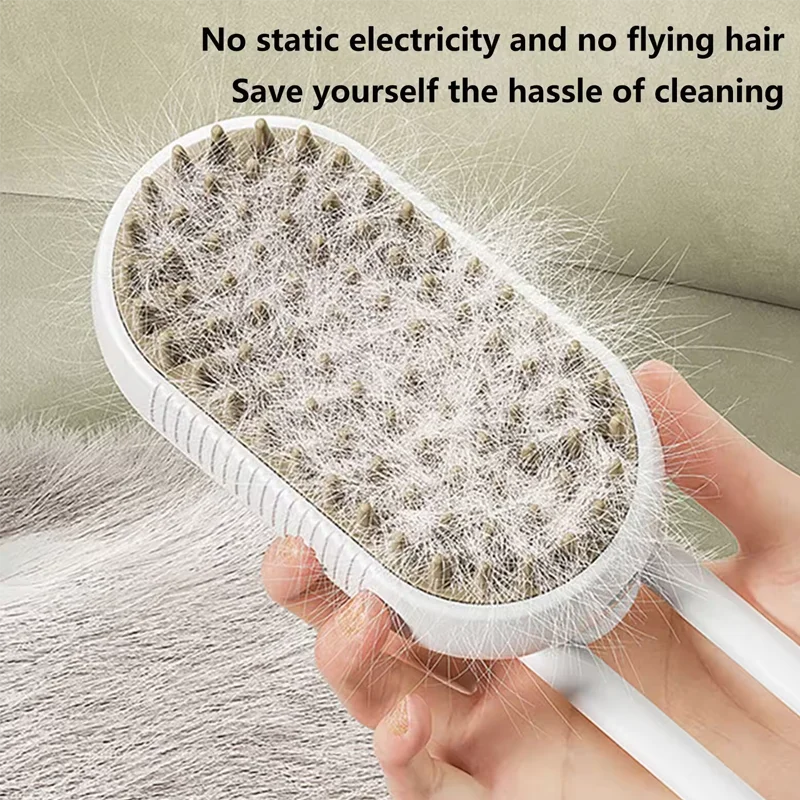 New Pet Spray Comb for Cats and Dogs Pet Electric Spray Hair Removal Comb One Key Spray Anti-Flying Massage Brush, Clean Massage