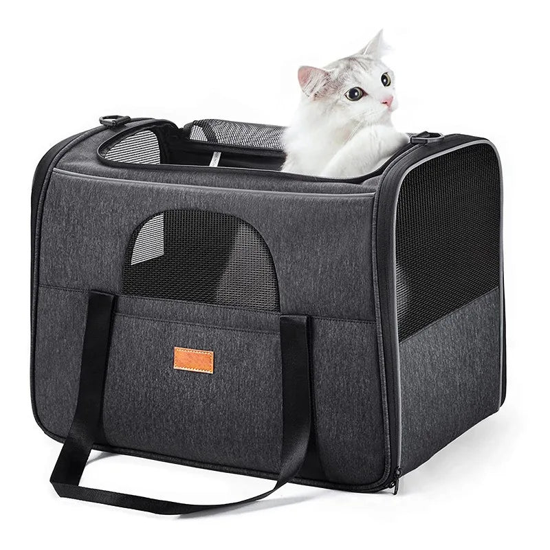 Portable cat carrier, breathable waterproof large capacity cat outing bag with pet pad, cat carrier bag