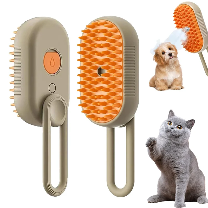 New Pet Spray Comb for Cats and Dogs Pet Electric Spray Hair Removal Comb One Key Spray Anti-Flying Massage Brush, Clean Massage