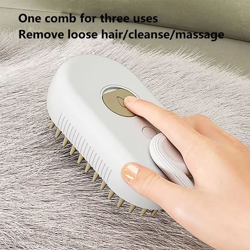 New Pet Spray Comb for Cats and Dogs Pet Electric Spray Hair Removal Comb One Key Spray Anti-Flying Massage Brush, Clean Massage